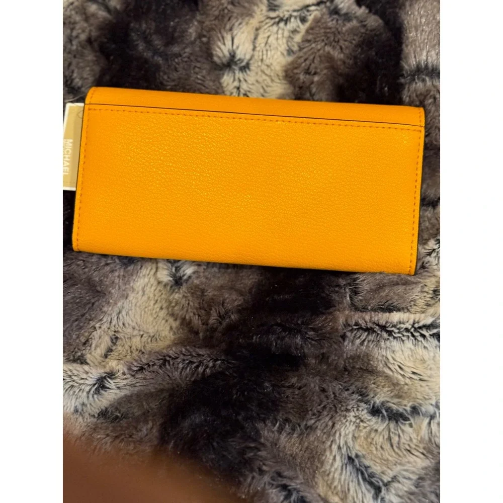 Michael Kors Hamilton‎ Pop Orange Leather LG Flap Continental Wallet